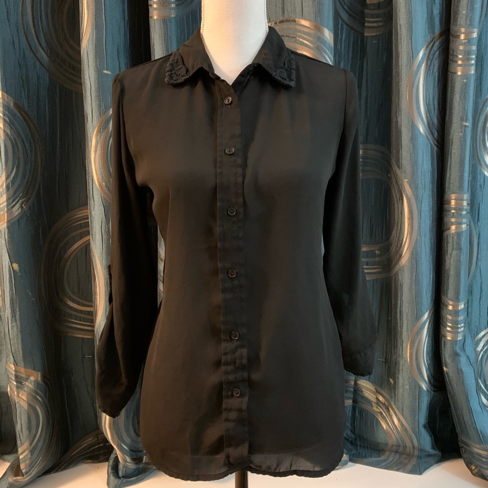 Cato Bkack Long Sleeve Blouse